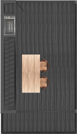 Vista aérea de un comedor en una casa modular con un diseño moderno, destacando una mesa de madera clara y sillas que complementan el ambiente. Ideal para disfrutar de momentos en familia. Tecno Fast Home.