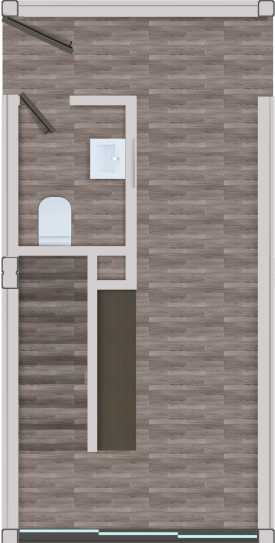 Diseño de planta de una vivienda modular, con distribución de espacios que incluye un baño y área de estar. Ideal para quienes buscan una casa prefabricada funcional y moderna. Tecno Fast Home.

Planta de una casa modular que presenta un diseño eficiente, con un acceso a escaleras y espacios bien definidos. Perfecta como segunda vivienda o para uso permanente. Tecno Fast Home.